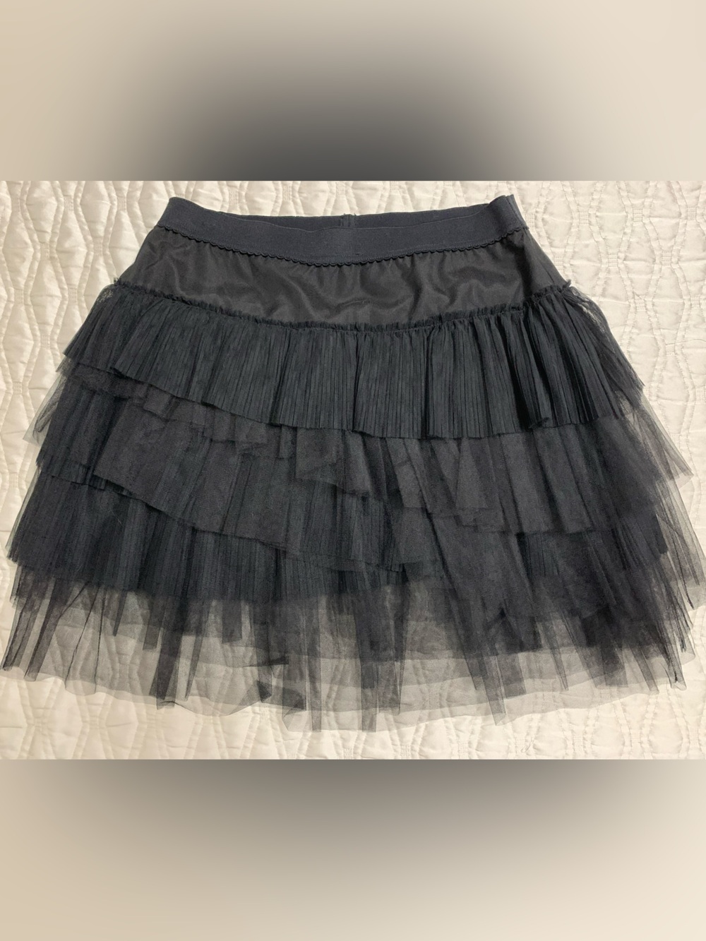 BCBGMaxAzria Black Tiered Tulle Skater Skirt